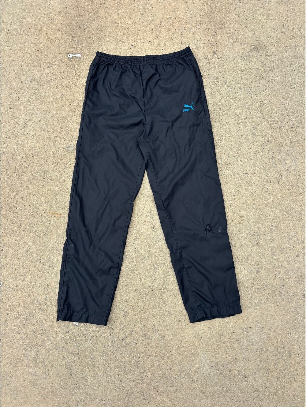Vintage Puma Black Athletic Track Pants with Side Zippers